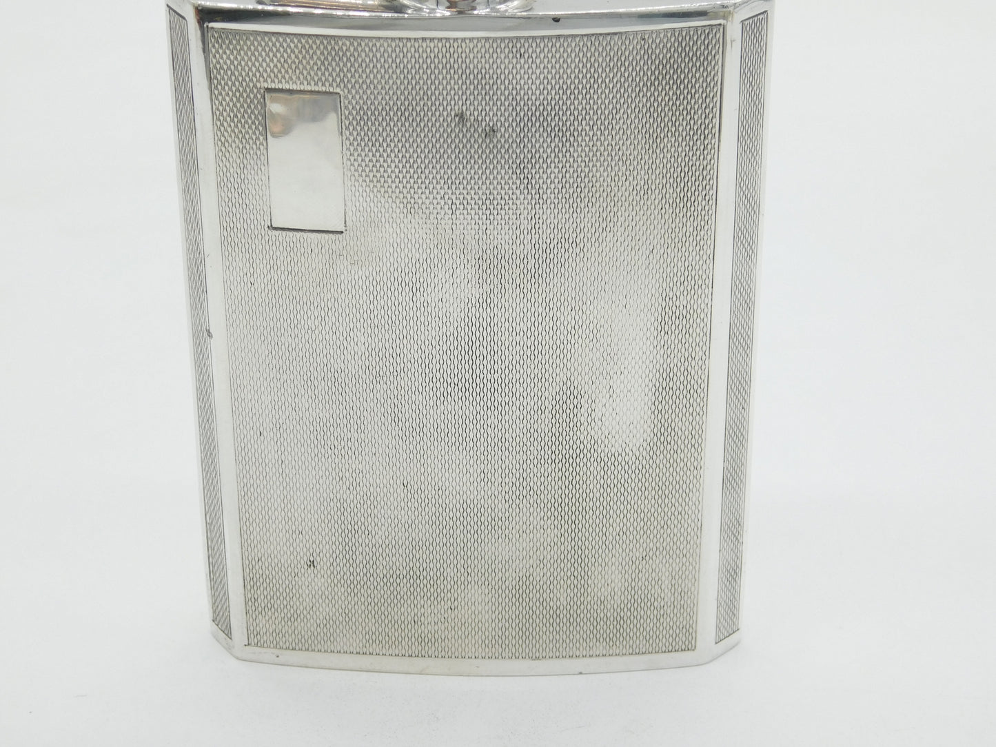Sterling Silver Engine Turned Hip Flask Vintage 1970 Birmingham