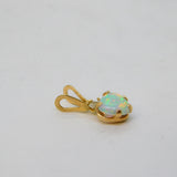 9ct Gold, Heart Cut Opal & Diamond Small Pendant Vintage c1970
