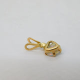 9ct Gold, Heart Cut Opal & Diamond Small Pendant Vintage c1970
