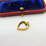 Edwardian 9ct Yellow Gold & Blue Enamel Heart Frame Pendant Antique c1910