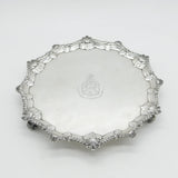 George III Sterling Silver Heraldic Crested Salver Dish Antique 1764 London