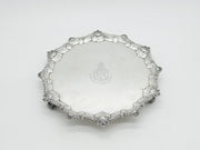 George III Sterling Silver Heraldic Crested Salver Dish Antique 1764 London
