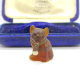 Czechoslovakian Amber Glass Pug Dog Cracker Charm or Keepsake Antique c1920