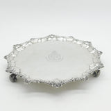 George III Sterling Silver Heraldic Crested Salver Dish Antique 1764 London