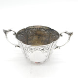 Edwardian Sterling Silver Floral Pattern Porringer Antique 1902 London