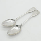 Victorian Irish Sterling Silver Rat Tail Serving Spoon Pair 1839 Dublin Antique