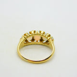 Victorian 18ct Gold Graduating Five-Stone Opal & Diamond Boat Ring Antique c1880