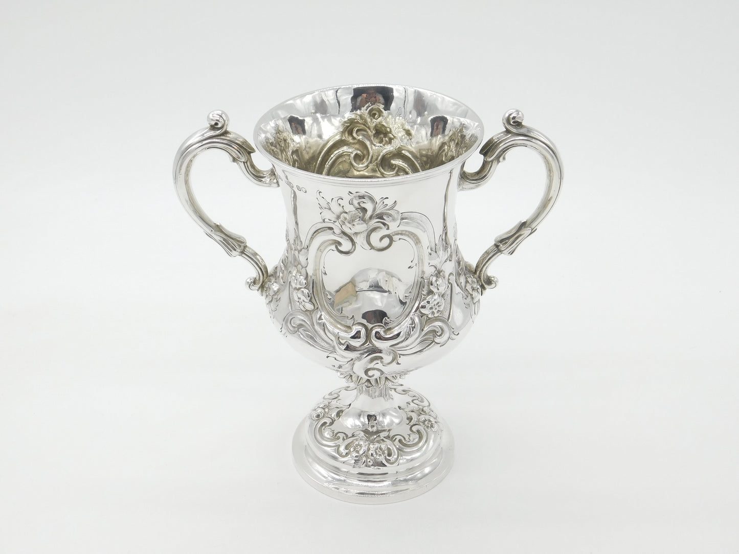 Victorian Sterling Silver Floral Repousse Trophy Cup 1869 Henry Holland Antique