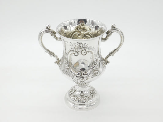 Victorian Sterling Silver Floral Repousse Trophy Cup 1869 Henry Holland Antique