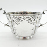 Edwardian Sterling Silver Floral Pattern Porringer Antique 1902 London