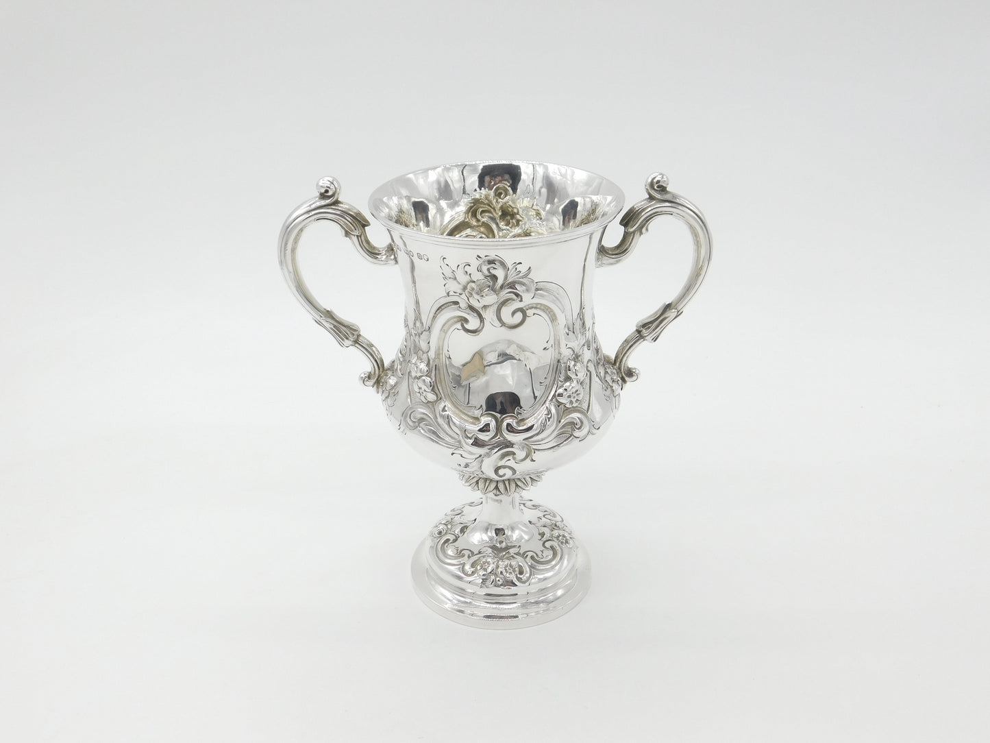 Victorian Sterling Silver Floral Repousse Trophy Cup 1869 Henry Holland Antique