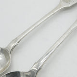 Victorian Irish Sterling Silver Rat Tail Serving Spoon Pair 1839 Dublin Antique