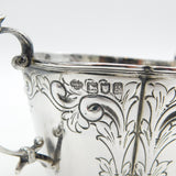 Edwardian Sterling Silver Floral Pattern Porringer Antique 1902 London