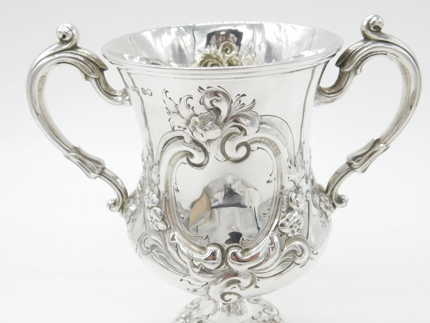 Victorian Sterling Silver Floral Repousse Trophy Cup 1869 Henry Holland Antique