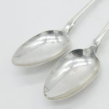 Victorian Irish Sterling Silver Rat Tail Serving Spoon Pair 1839 Dublin Antique