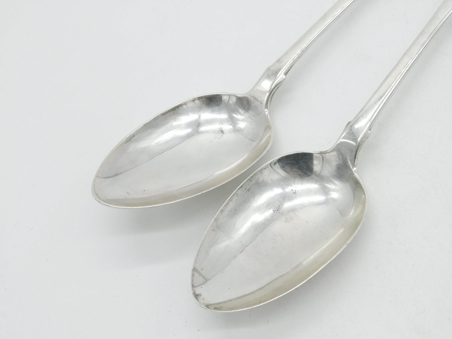 Victorian Irish Sterling Silver Rat Tail Serving Spoon Pair 1839 Dublin Antique