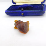 Czechoslovakian Amber Glass Pug Dog Cracker Charm or Keepsake Antique c1920