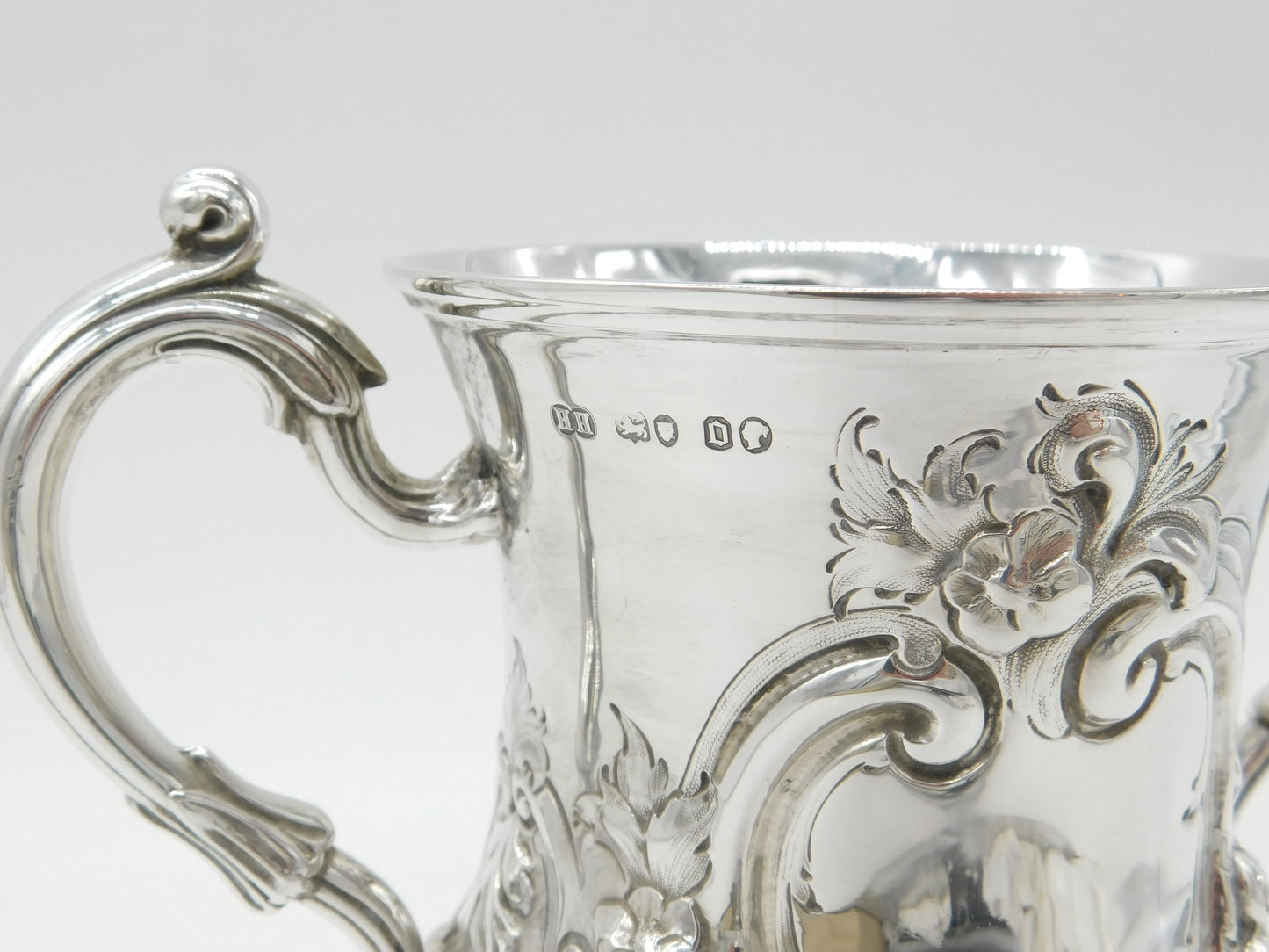 Victorian Sterling Silver Floral Repousse Trophy Cup 1869 Henry Holland Antique