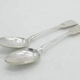 Victorian Irish Sterling Silver Rat Tail Serving Spoon Pair 1839 Dublin Antique