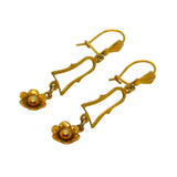 Pair of 9ct Yellow Gold Edwardian Style Floral Drop Earrings Vintage c1970s