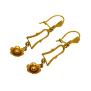 Pair of 9ct Yellow Gold Edwardian Style Floral Drop Earrings Vintage c1970s