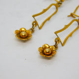 Pair of 9ct Yellow Gold Edwardian Style Floral Drop Earrings Vintage c1970s