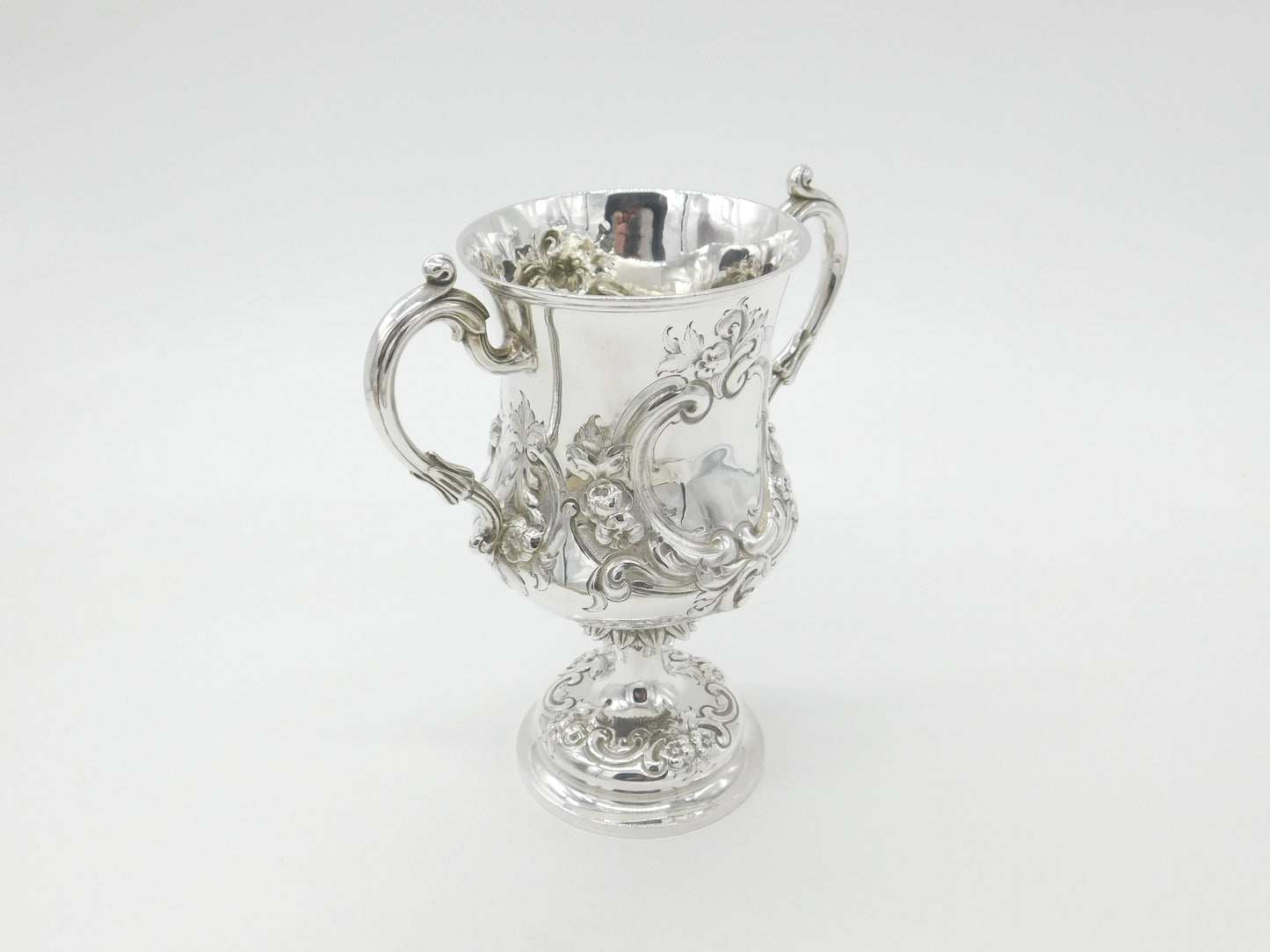 Victorian Sterling Silver Floral Repousse Trophy Cup 1869 Henry Holland Antique