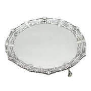 George III Sterling Silver Floral Pattern Salver Dish Antique 1768 London