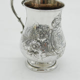 Victorian Sterling Silver Floral Pattern Christening Mug Antique 1893 Birmingham