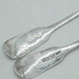 Victorian Irish Sterling Silver Rat Tail Serving Spoon Pair 1839 Dublin Antique