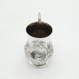 Victorian Sterling Silver Floral Pattern Christening Mug Antique 1893 Birmingham