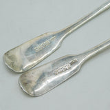 Victorian Irish Sterling Silver Rat Tail Serving Spoon Pair 1839 Dublin Antique
