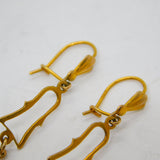 Pair of 9ct Yellow Gold Edwardian Style Floral Drop Earrings Vintage c1970s