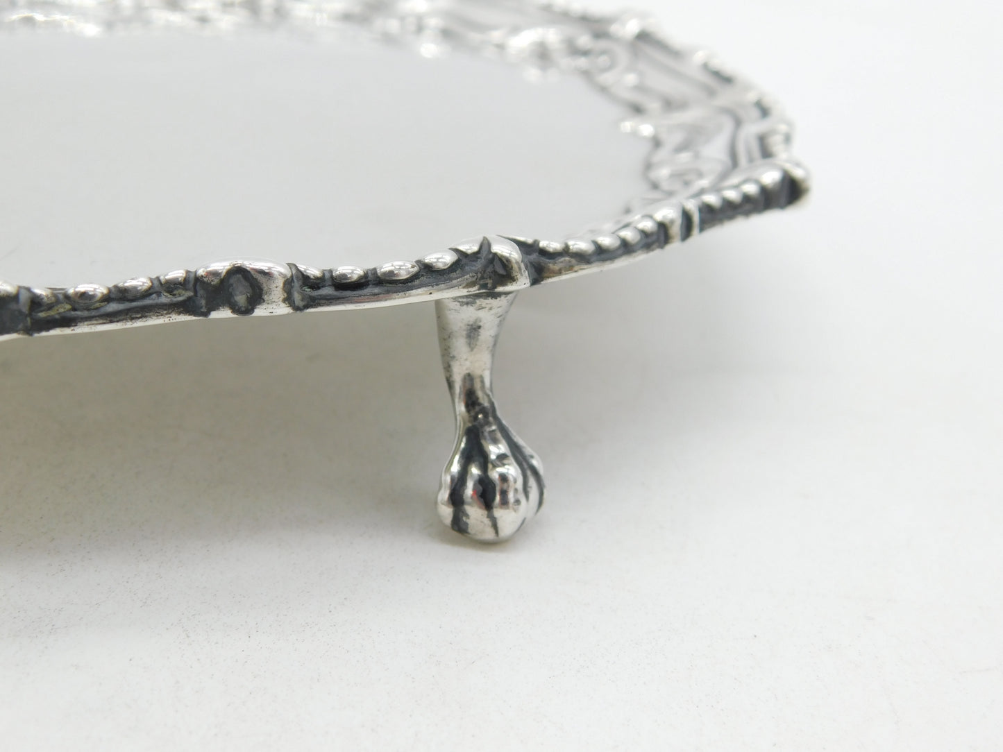 George III Sterling Silver Floral Pattern Salver Dish Antique 1768 London