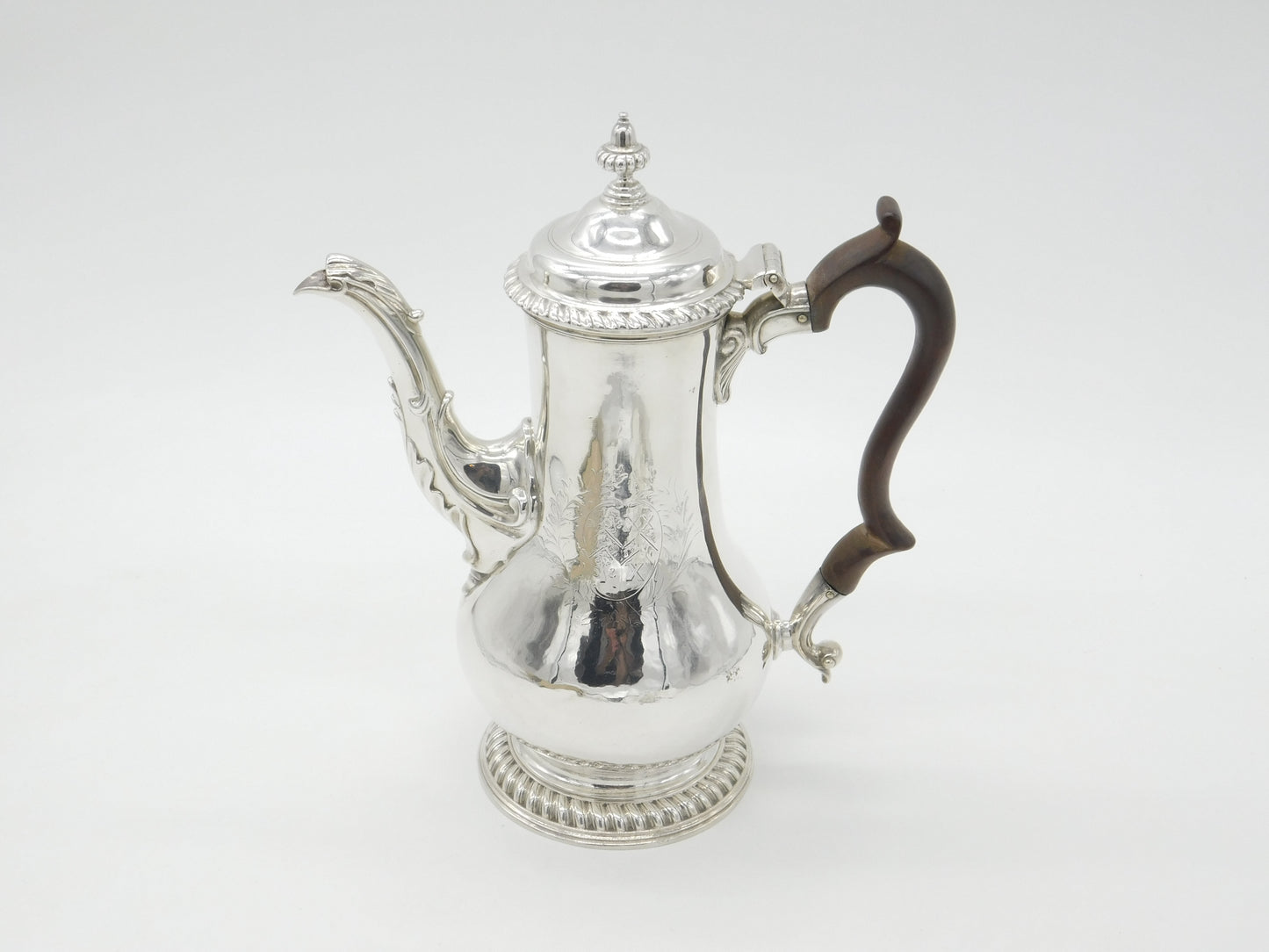 George III Sterling Silver Large Baluster Coffee Pot 1763 London Benjamin Gignac