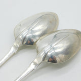 Victorian Irish Sterling Silver Rat Tail Serving Spoon Pair 1839 Dublin Antique