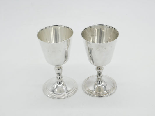 Pair of Sterling Silver Raised Wine Golbets Chalices 1973 London Vintage