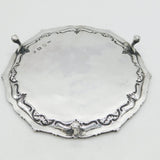 George III Sterling Silver Floral Pattern Salver Dish Antique 1768 London