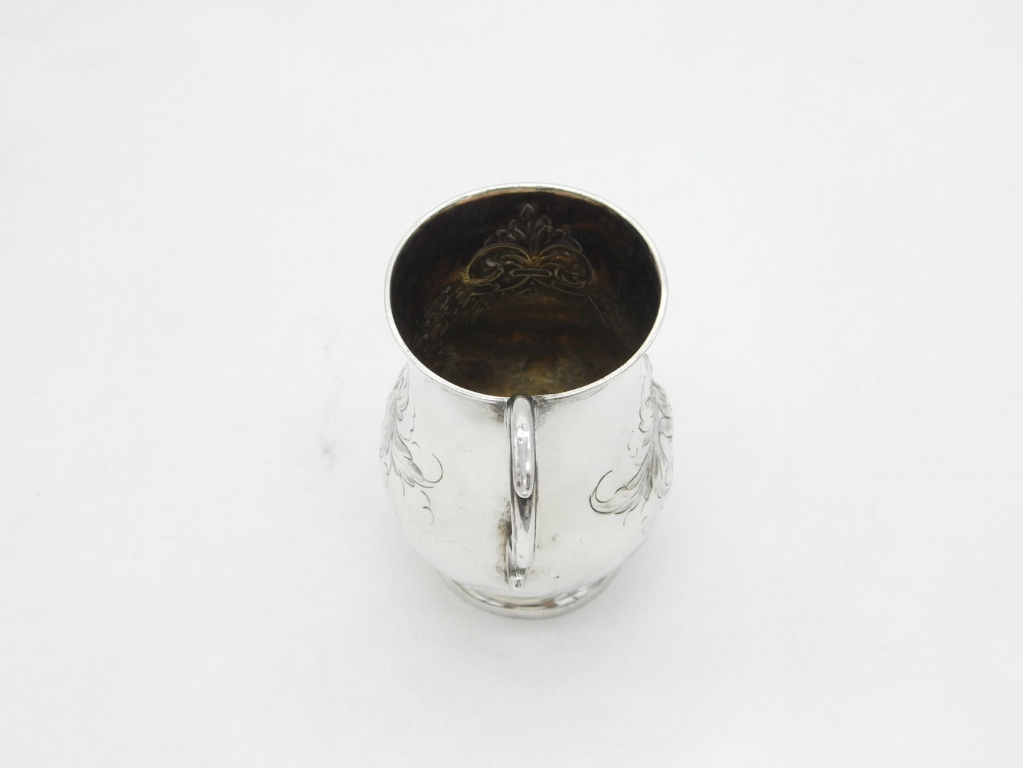 Victorian Sterling Silver Floral Pattern Christening Mug Antique 1893 Birmingham