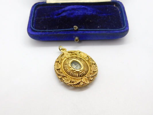 18th Century Spanish Colonial Philippines Silver Gilt Filigree Reliquary Floral Pendant c1750