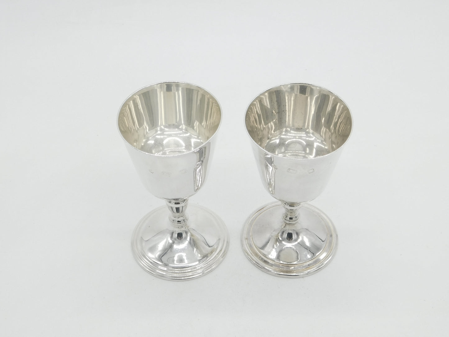 Pair of Sterling Silver Raised Wine Golbets Chalices 1973 London Vintage