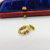 8ct Yellow Gold & Ruby Set Circular Drop Pendant Vintage c1960