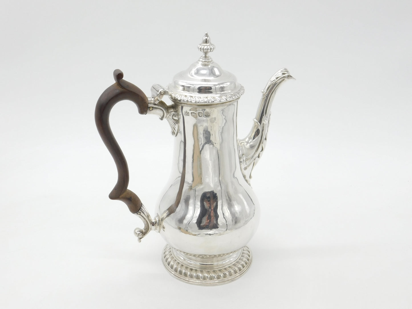 George III Sterling Silver Large Baluster Coffee Pot 1763 London Benjamin Gignac