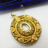 18th Century Spanish Colonial Philippines Silver Gilt Filigree Reliquary Floral Pendant c1750
