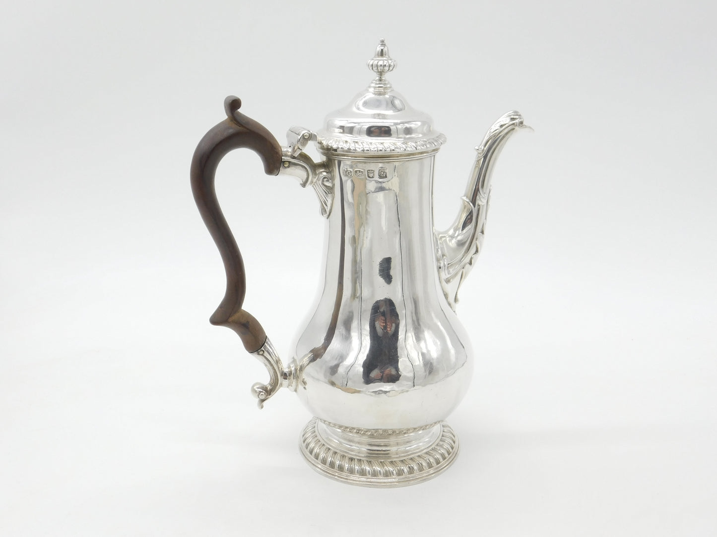 George III Sterling Silver Large Baluster Coffee Pot 1763 London Benjamin Gignac