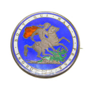 Victorian Sterling Silver Enamel Crown Coin Brooch Antique 1882 Chester