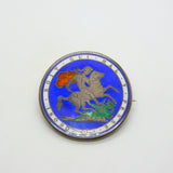 Victorian Sterling Silver Enamel Crown Coin Brooch Antique 1882 Chester