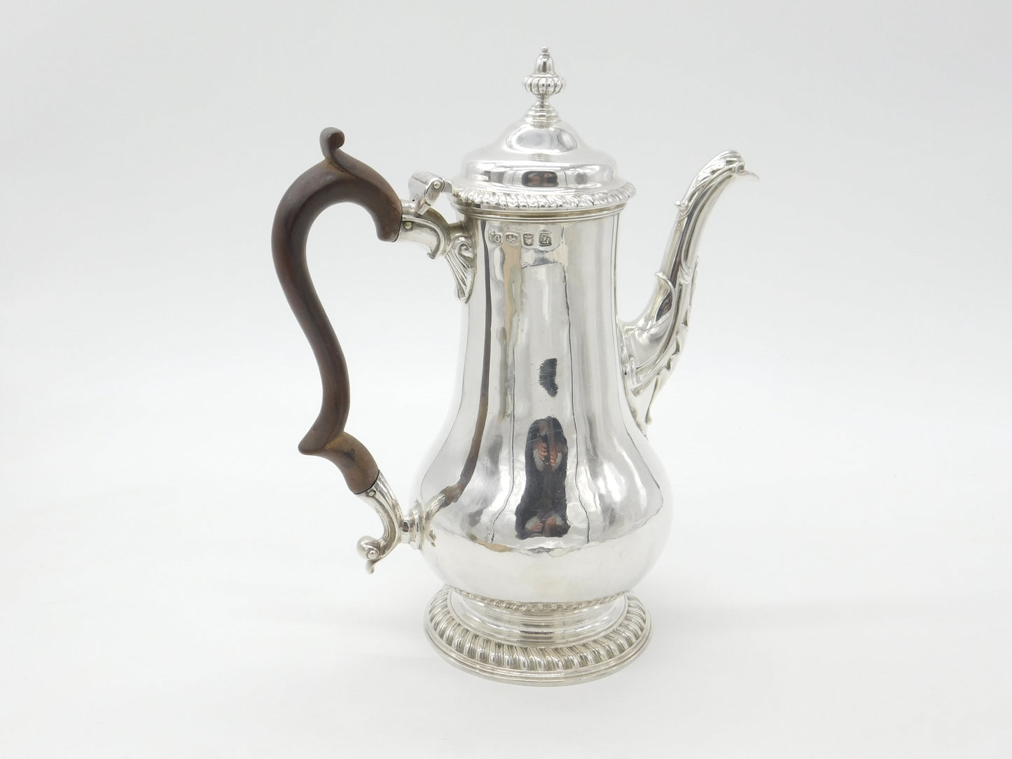 George III Sterling Silver Large Baluster Coffee Pot 1763 London Benjamin Gignac