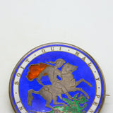 Victorian Sterling Silver Enamel Crown Coin Brooch Antique 1882 Chester