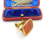 Georgian Rolled Gold Carved Carnelian Intaglio Monogram Fob Seal c1820 Antique